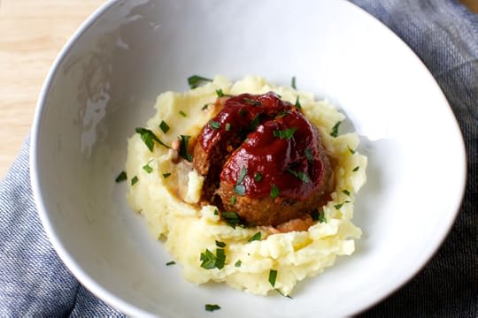 tomato-glazed-meatloaves-with-brown-butter-mashed-potatoes