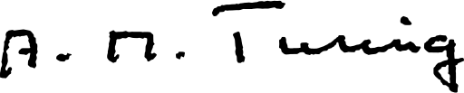 Alan Turing's signature. Public domain via Wikimedia Commons.