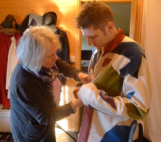 Jenny Gayton adjusts Howard's costume