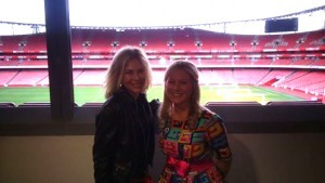 Susan Moore and Pamela Butchart at Emirates Stadium for the Inaugural Islington Primary Schools Book Award