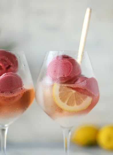 lemon raspberry prosecco floats I howsweeteats.com 