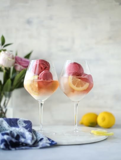 lemon raspberry prosecco floats I howsweeteats.com 