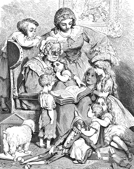 Image Credit: ‘Mother Goose reading written fairy tales’ by Gustave Doré. Public Domain via Wikimedia Commons.