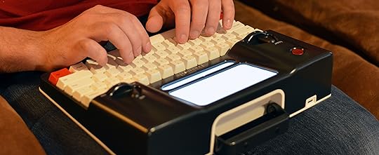 Typing away.