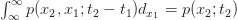 \int_\infty^\infty p(x_2,x_1;t_2-t_1) d_{x_1} = p(x_2;t_2)
