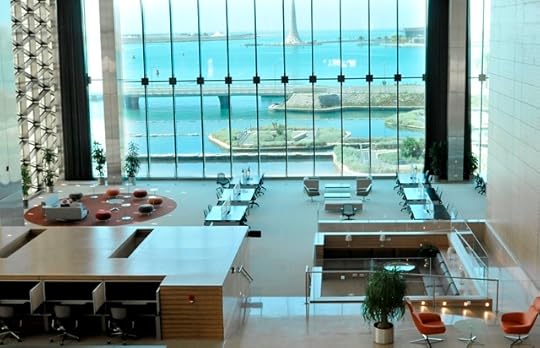 View over the Red Sea from the window of KAUST library. 