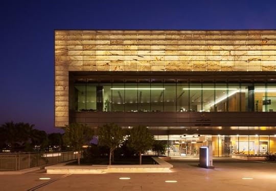 KAUST library exterior at night