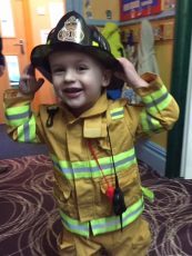 Sammy dressed as a firefighter for World Book Day