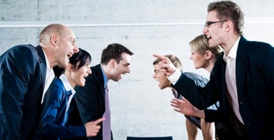 People yelling at each other in brutally honest workplace