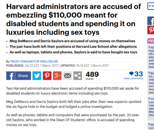 Harvard staff accused of embezzling cash for sex toys Daily Mail Online