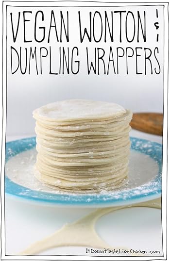 Vegan Wonton & Dumpling Wrappers! Just 4 ingredients and easy to make. All it takes is a little patience and elbow grease. Egg free. #itdoesnttastelikechicken
