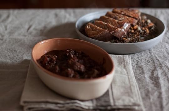 cinghiale and roast duck with lentils