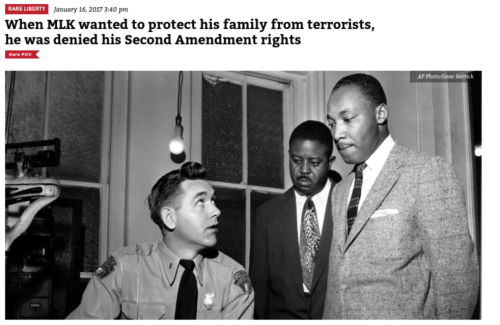 When MLK wanted to protect his family from terrorists he was denied his Second Amendment rights Rare
