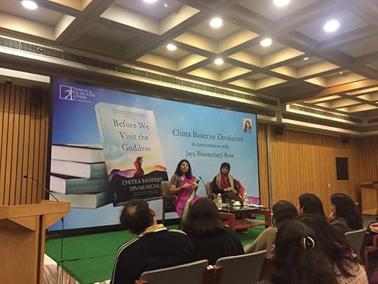 DELHI LAUNCH OF BEFORE WE VISIT THE GODDESS PAPERBACK. ONSTAGE WITH JAYA BHATTACHARJEE ROSE