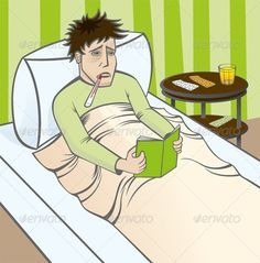 Image result for man lying in bed sick