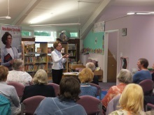 Pauline Rowson answering a question at Stubbington Library 