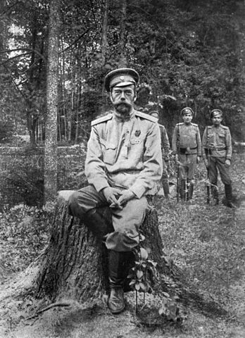 Photograph of Tsar Nicholas II after his abdication, March 1917. Public domain via Wikimedia Commons.