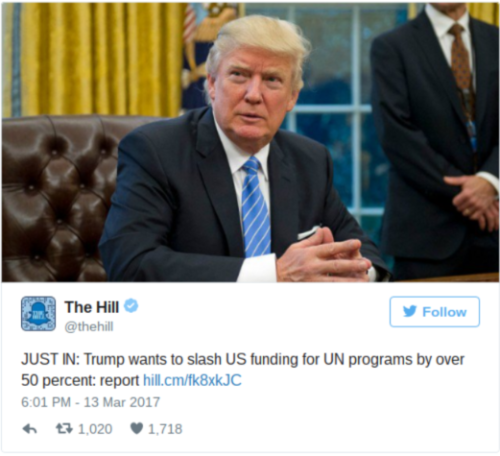New Report Says Trump Budget Slashes Funds To U.N.