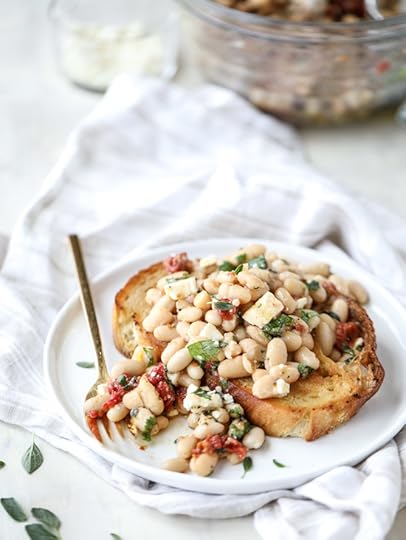 marinated white beans with olive oil toasts I howsweeteats.com