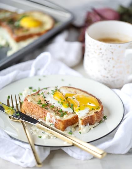 baked toast and eggs in cream I howsweeteats.com