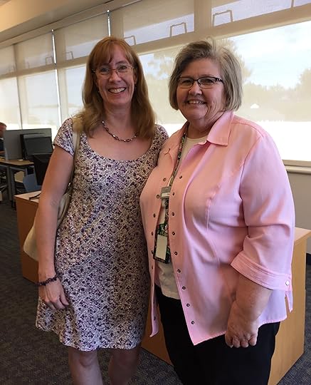 With librarian Linda at the Ritter Public Library, Vermilion, Ohio (Photo: Sarah