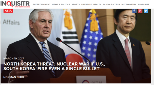 North Korea Threat Nuclear War If U.S. South Korea ���Fire Even A Single Bullet���
