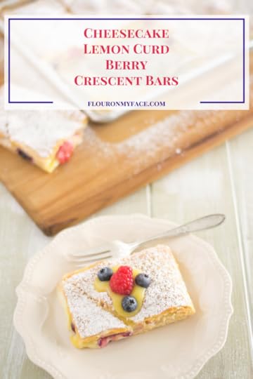 Cheesecake Lemon Curd Berry Crescent Bars via flouronmyface.com