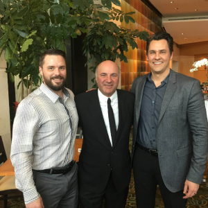 Shark Tank investor Kevin O'Leary with PRx Performance founders Erik Hopperstad and Brian Brasch 