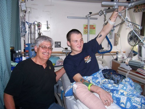 Eddie R Beesley visiting a fellow wounded warrior
