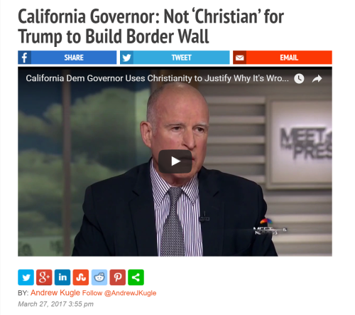 California Governor Not Christian for Trump to Build Border Wall