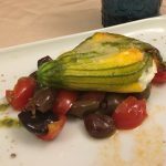 Stuffed zucchini squash blossom