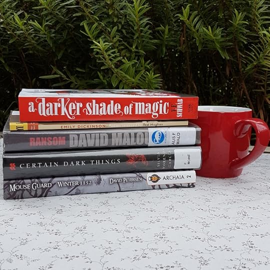 Earl Grey Editing, books and tea, tea and books, Mt TBR, A Darker Shade of Magic, V.E. Schwab, Victoria Schwab, David Malouf, Ransom, Emily Dickinson, Certain Dark Things, Silvia Moreno-Garcia, Mouse Guard, David Petersen