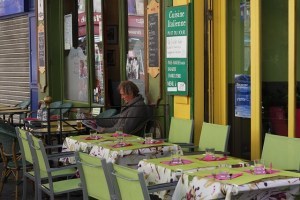 Man alone in restaurant