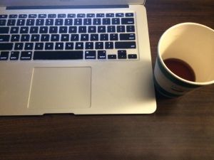 Keyboard and coffee