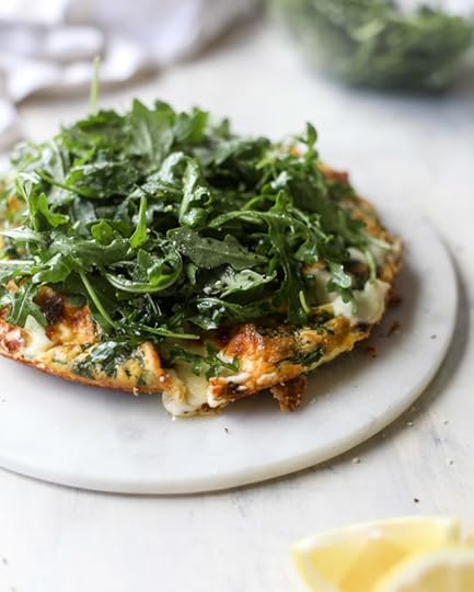 spring vegetable frittata with queso cheese and arugula I howsweeteats.com