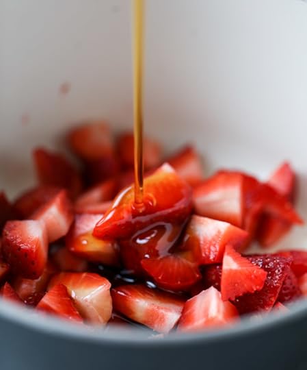 mini coconut ricotta pancakes with strawberry syrup I howsweeteats.com 