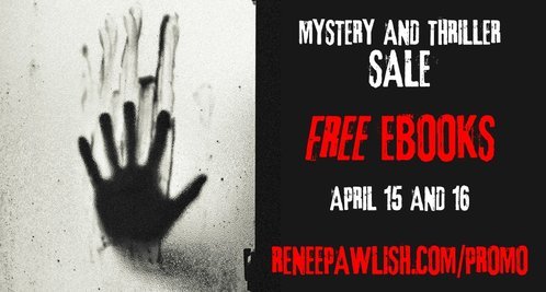Team Mystery Thriller banner by team member for April 2017 black and gray background with red and white lettering