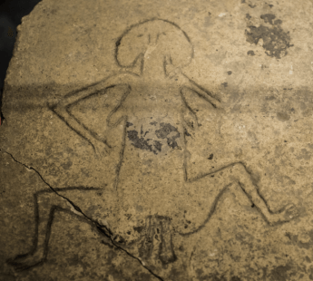 Mother goddess squatting to give birth, engraved at Gobekli Tepe.