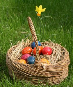 easter eggs in basket