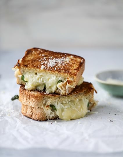 asparagus grilled cheese with brown butter & dijon I howsweeteats.com 