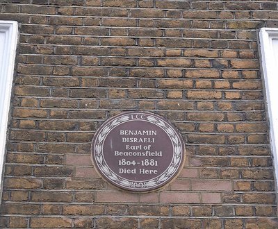Curzon Street: number 19 Disraeli lived here