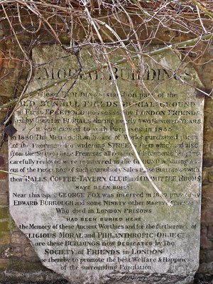 QUAKER FIELD old memorial sign