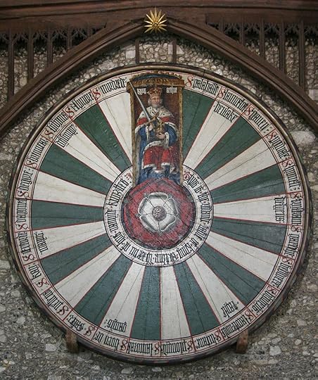 Round table, Winchester Castle (Wiki - By Martin Kraft - Own work, CC BY-SA 3.0, https://commons.wikimedia.org/w/index.php?curid=16639627)