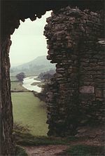 Pendragon Castle looking out at the River Eden (Wiki)