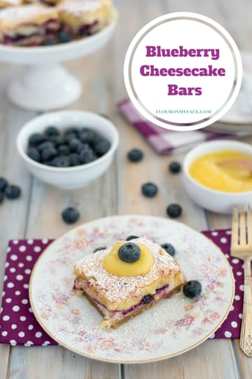 Fresh Blueberry Cheesecake Bars recipe made with a fresh blueberry filling, homemade cheesecake filling and a cake layer made fluffly by using a combination of flours.