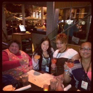 Authors and Readers having drinks