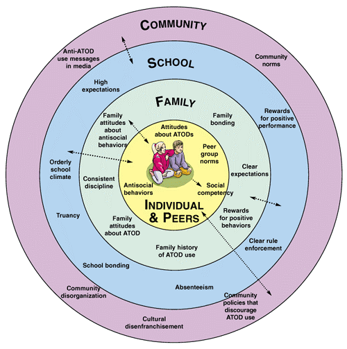 Brofenbrenner's ecological Model of development by Alyla.k. CC-BY-SA-4.0 via Wikimedia Commons.