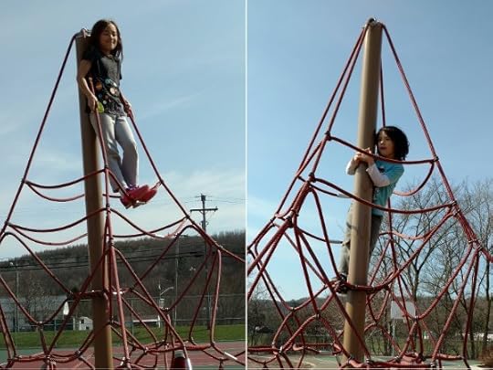 Cautious daredevils posing atop the climber.