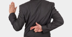 Swearing an oath with fingers crossed behind back - dishonesty, fraud, hypocrisy, etc.