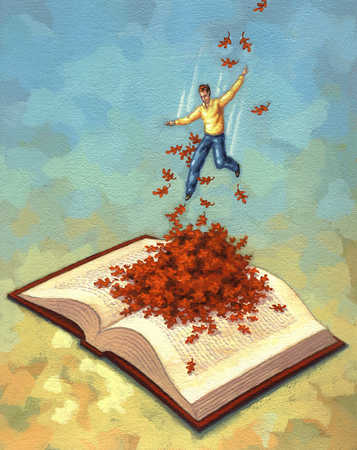 Image result for falling into a book